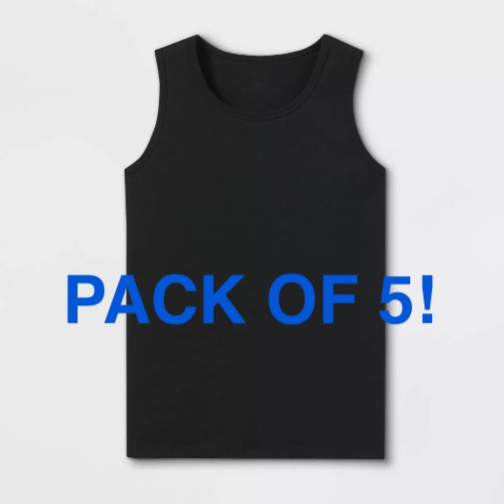 NEW 5pk Kids Black Tank Tops